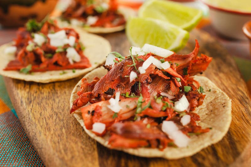 Tacos Al Pastor, Mexican Taco, Street Food in Mexico City Stock Photo