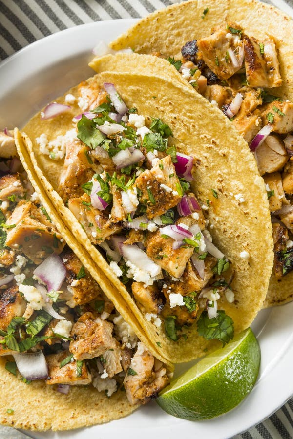 Tacos De Pollo Hechos En Casa Con La Cebolla Foto de archivo Imagen