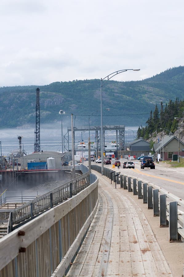 Tadoussac â€“ Baie-Sainte-Catherine Quebec Road to the Ferry. Vertical