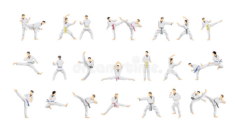 Taekwondo-Sportsatz vektor abbildung Taekwondo-Sportsatz vektor abbildung