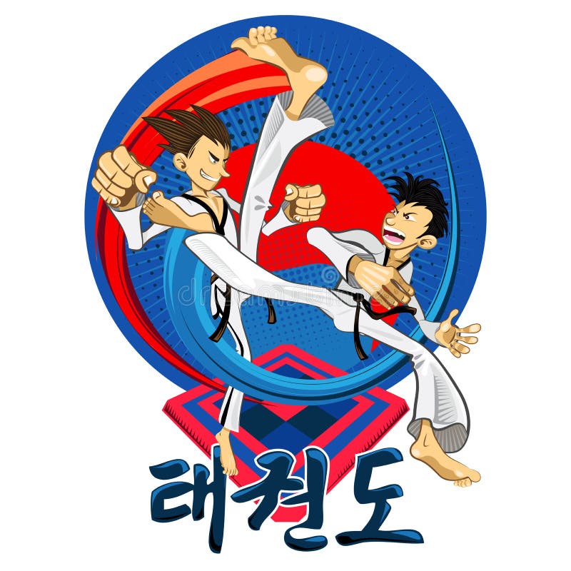 Man Demonstrate Korean Martial Arts, Tae Kwon Do Taekwondo Kick. Man Demonstrate Korean Martial Arts, Tae Kwon Do Taekwondo Kick