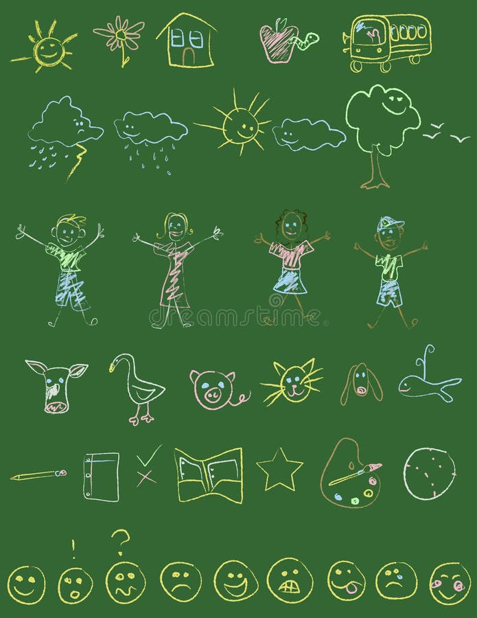 Vector illustration of a classroom chalkboard complete with a whole host of doodles. Everything is editable and fully scalable. Vector illustration of a classroom chalkboard complete with a whole host of doodles. Everything is editable and fully scalable.