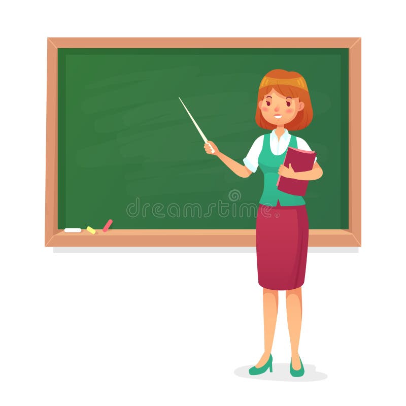 Tafel und Lehrer Weiblicher Professor unterrichten an der Tafel Brett-Karikaturvektor der Lektionslehrerinnen in der Schule lizenzfreie abbildung Tafel und Lehrer Weiblicher Professor unterrichten an der Tafel Brett-Karikaturvektor der Lektionslehrerinnen in der Schule lizenzfreie abbildung