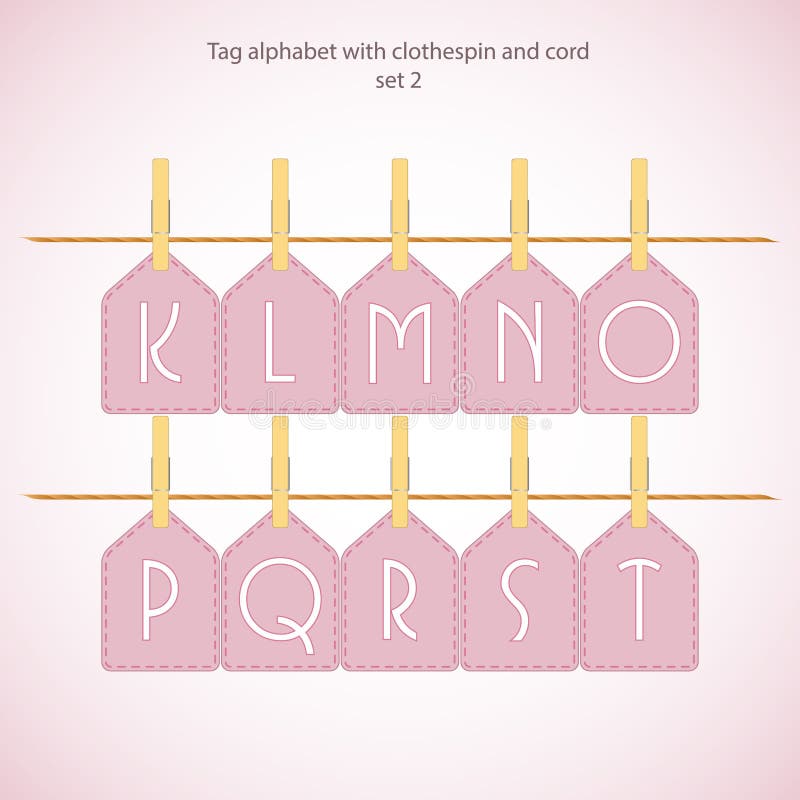 Tag Alphabet with Clothespin and Cord Stock Vector Illustration of