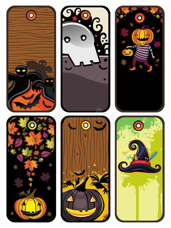 Tag coloridos de Halloween ilustração stock Tag coloridos de Halloween ilustração stock
