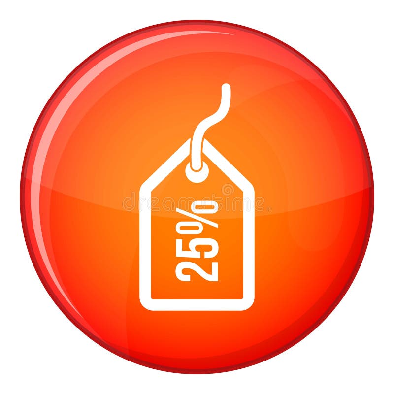 Tag with 25 discount icon, flat style stock illustration Tag with 25 discount icon, flat style stock illustration