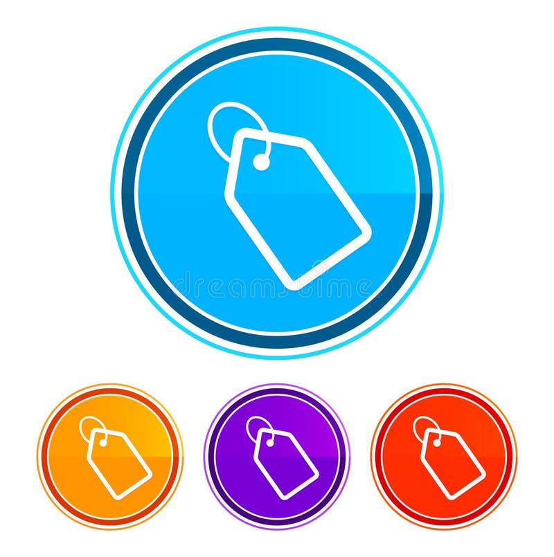 Tag Icon Flat Design Round Buttons Set Illustration Design Stock Vector