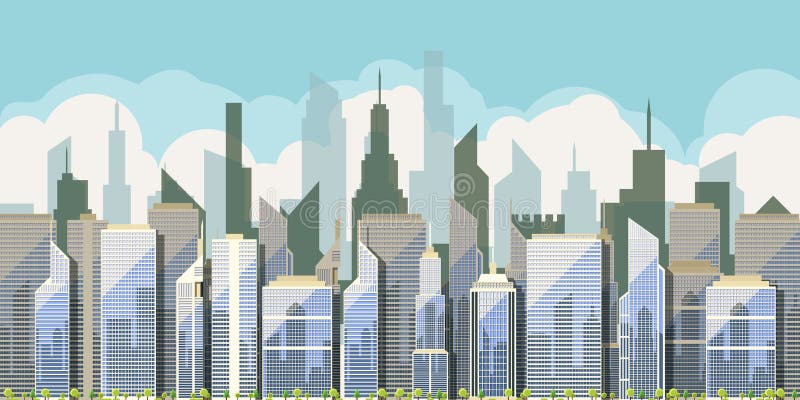 Tagesansicht der Stadt mit Wolkenkratzern stock abbildung Tagesansicht der Stadt mit Wolkenkratzern stock abbildung