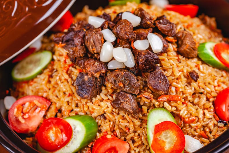 Tagine with Traditional Uzbek Pilaf Stock Photo Image of meal