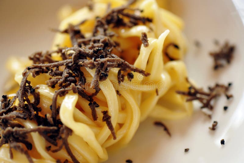 Tagliatelle pasta with black Truffles. Tagliatelle pasta with black Truffles