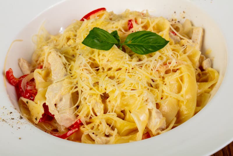 Tagliatelle Pasta with Chicken Stock Photo Image of pasta, meal
