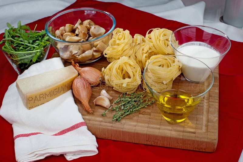 Tagliatelle Pasta Ingredients Stock Image Image of table, ingredient