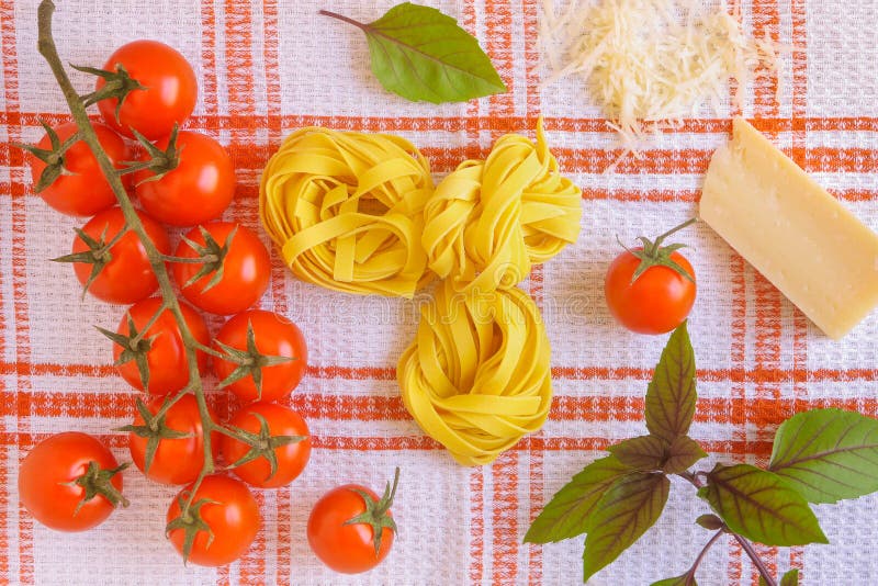 Tagliatelle Together with Ingredients for Pasta Stock Image Image of