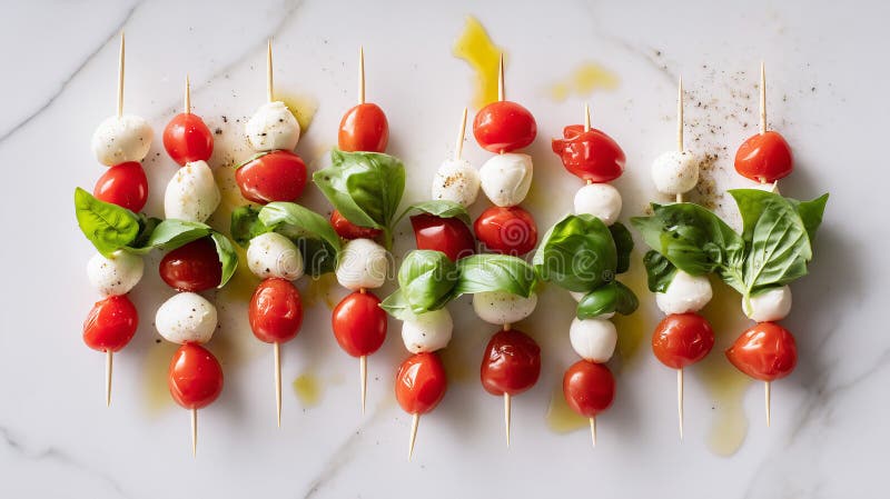 Tagliatrici a grano fresco con pomodori Basil e ciliegia sul marmo illustrazione di stock