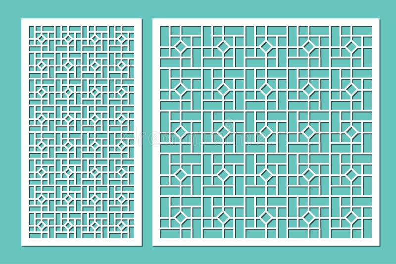 Taglio decorativo stabilito del laser dei pannelli Comitato di legno Modello geometrico moderno elegante delle linee 1:2 di rappo illustrazione di stock
