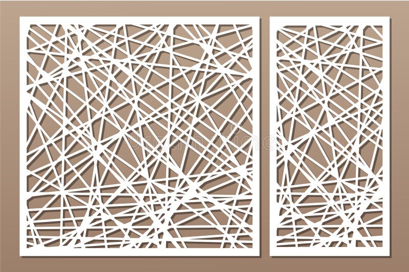 Taglio decorativo stabilito del laser del pannello Comitato di legno Modello astratto geometrico moderno elegante 1:2 di rapporto royalty illustrazione gratis