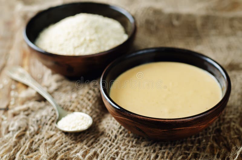 Tahini, Sesame Paste With Sesame Seeds Stock Image Image of dishware