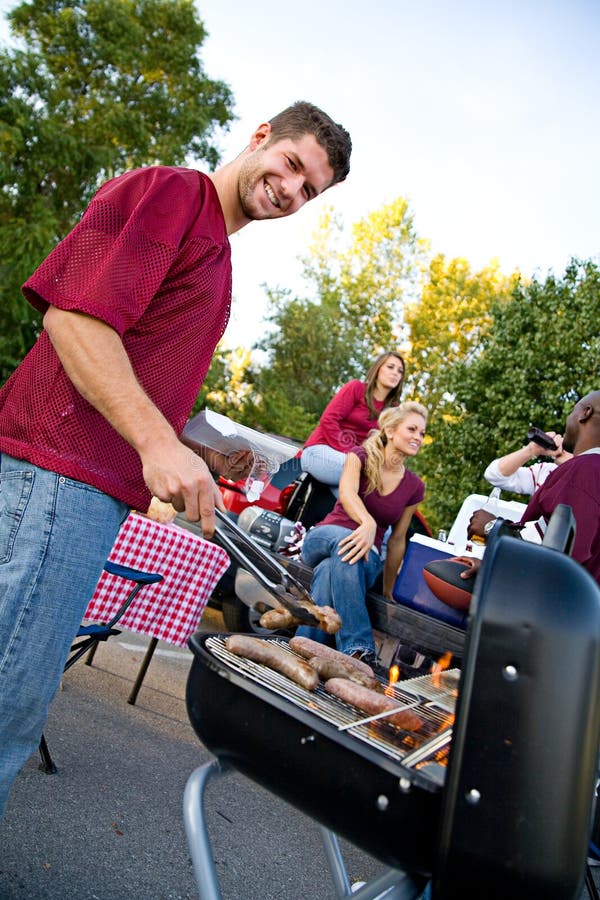Tailgating: Man Working the Grill at Tailgate Party Stock Image - Image ...