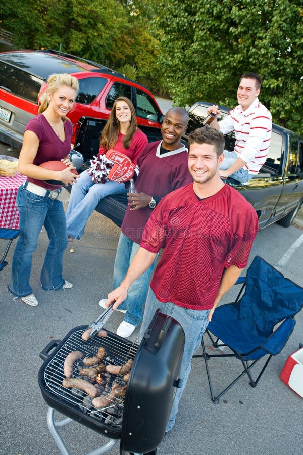 Tailgating: Bratwurst or Sausage on the Grill at Tailgate Party Stock ...