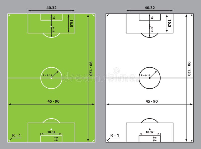 Medida Oficial Do Campo De Futebol Taille Du Football Ou De Terrain De Football Illustration de Vecteur