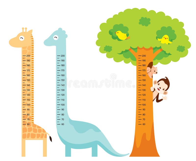 Taille mesurée réglée avec la girafe, dinosaure, oiseau, singe, écureuil illustration de vecteur Taille mesurée réglée avec la girafe, dinosaure, oiseau, singe, écureuil illustration de vecteur