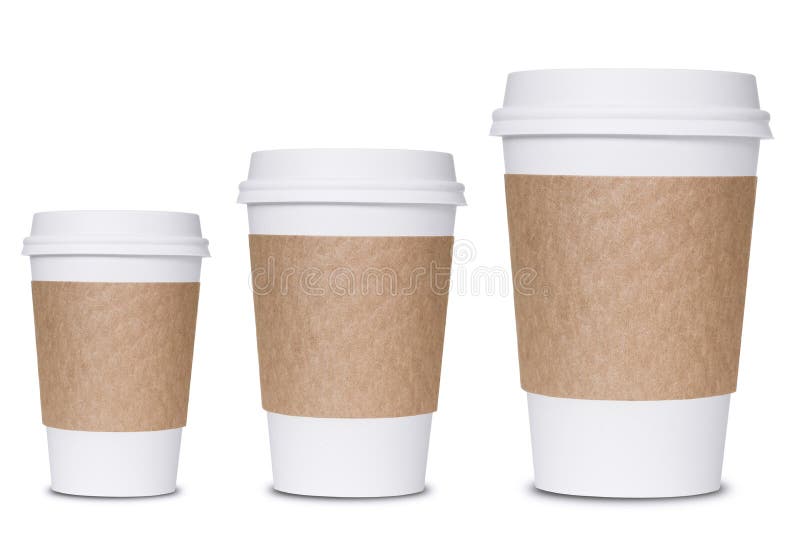 Coffee cup sizes isolated on white background. Coffee cup sizes isolated on white background.