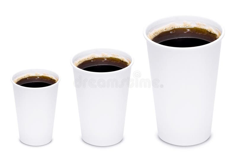 Coffee cup sizes isolated on white background. Coffee cup sizes isolated on white background.