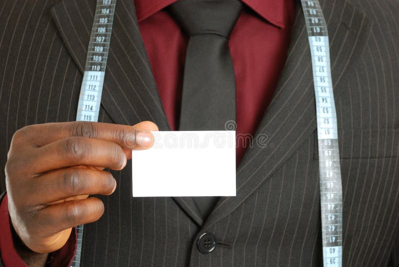 Tailor business man with card