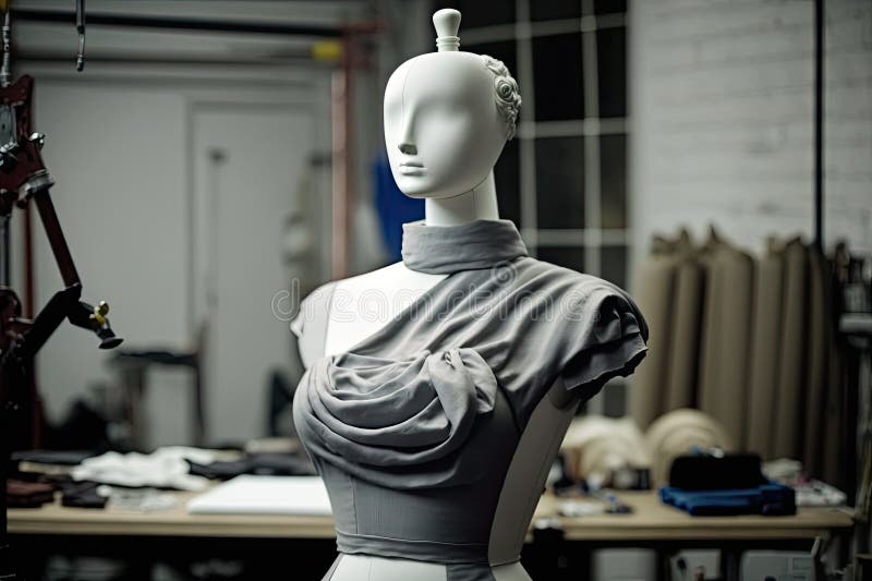 Tailor, Draping Fabric Over Mannequin To Create Unique Outfit Stock ...