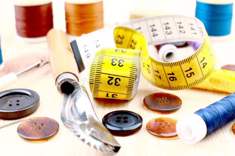 Tailor materials stock image. Image of work, wood, accessory 67281877