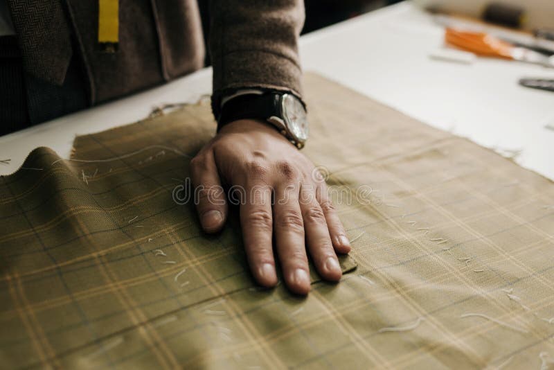 Tailor at work stock image. Image of fabric, cloth, measure 219628181