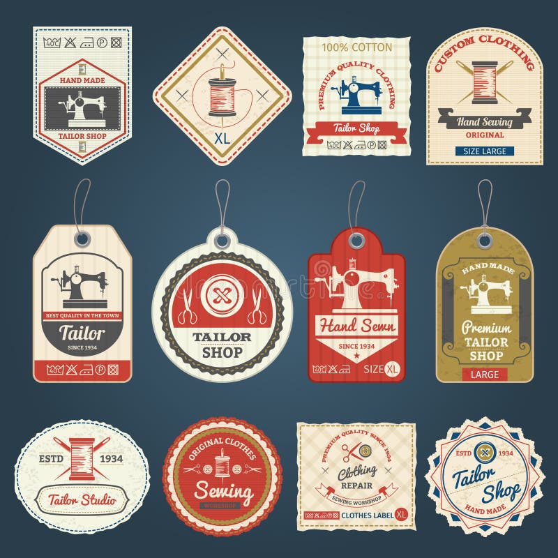 Tailor Shop Badges Labels Icons Set Stock Vector - Illustration of label,  bohemian: 57772138