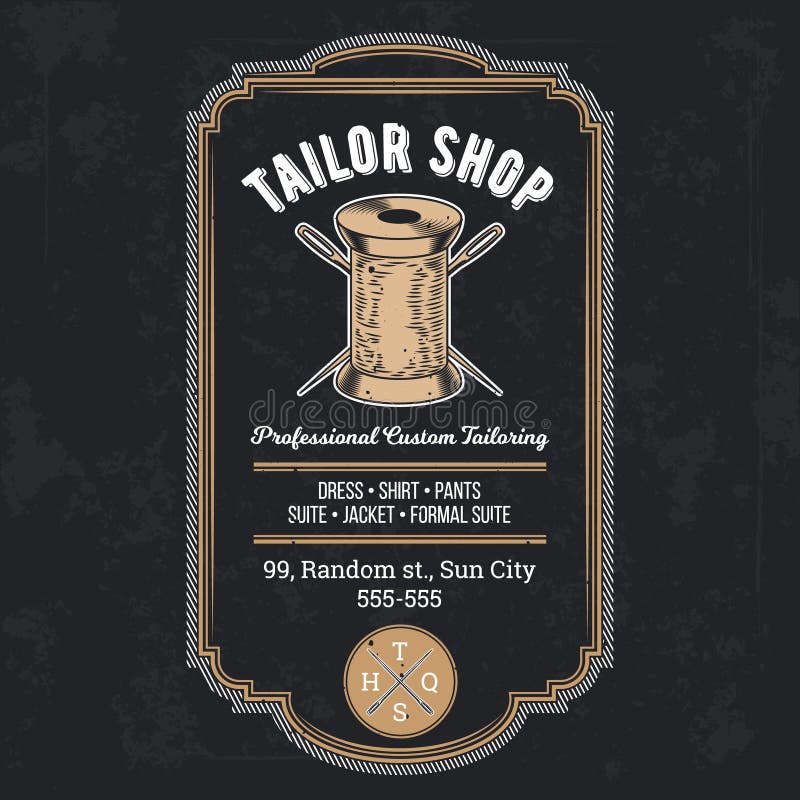 Tailor shop vintage emblem or signage vector