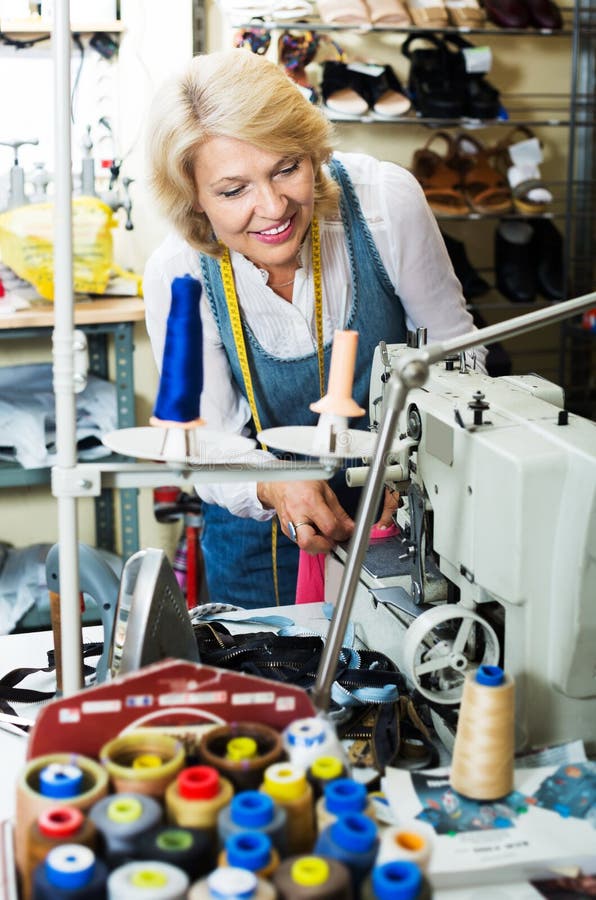 Tailor Using Sewing Machine Stock Image Image of craftsman, equipment