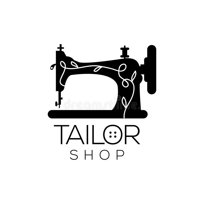 Tailor Vector Logo. Sewing Machine Logo Template. Fashion Logo Stock