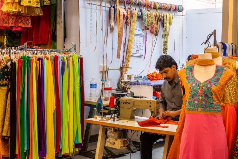 Singapore - 11 2018: Tailor at Work in an Indian Market Editorial Photo ...