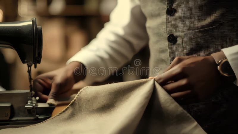 Tailor Working on Sewing Machine vector illustration