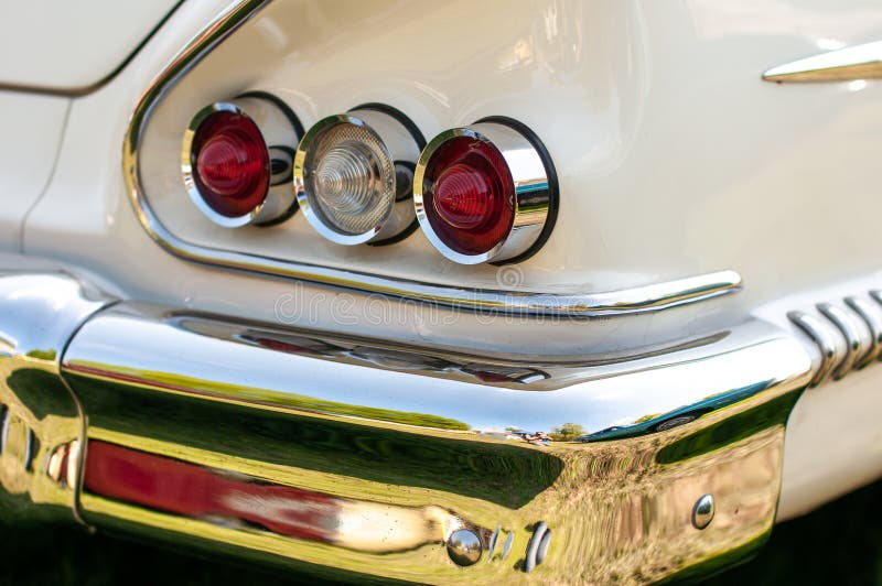 Taip Lights of a Classic Car on a Show in Surrey, UK Stock Image