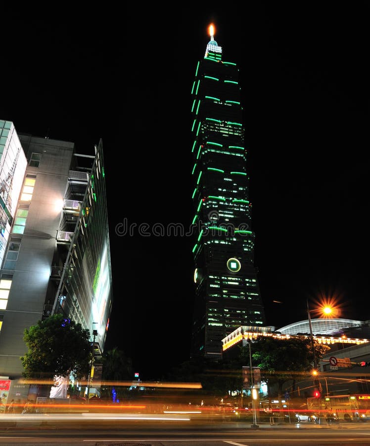 Taipei 101 building at night stock photography Taipei 101 building at night stock photography