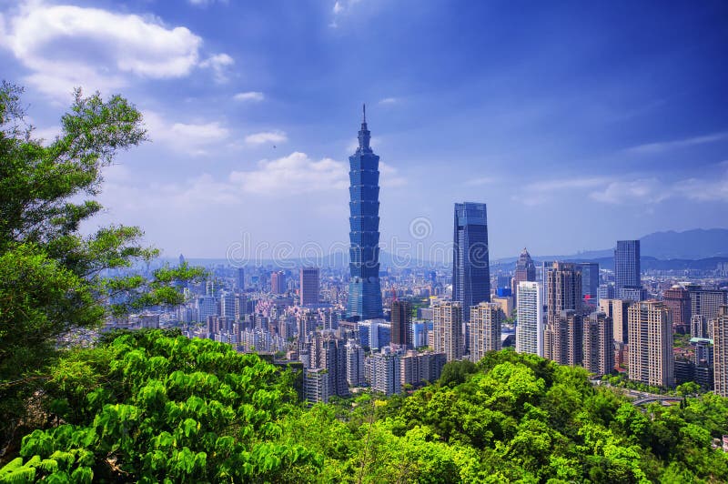 Taipei City Taiwan Skyline Sunny Stock Photo Image Of Mountain