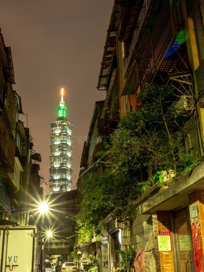 TAIPEI, TAIWAN May 16, 2019: Taipei 101 Skyscraper In Taipei, Taiwan May 16, 2019: Graffiti Of Adidas 101 Logo