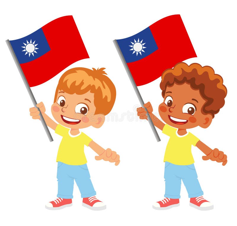 Taiwan flag in hand set vector illustration