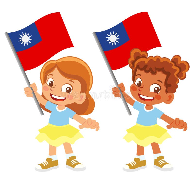 Taiwan flag in hand set royalty free illustration