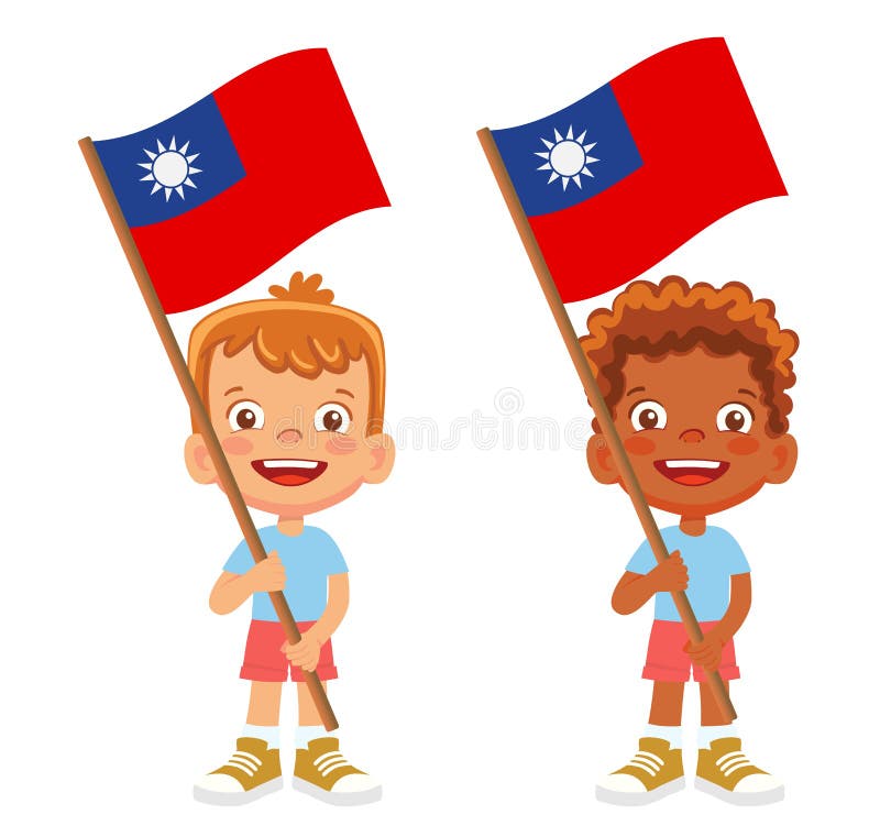 Taiwan flag in hand set vector illustration
