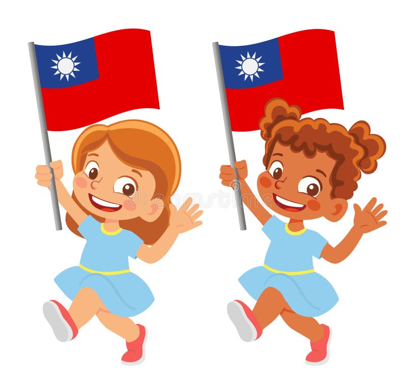 Taiwan flag in hand set vector illustration