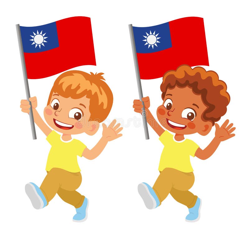 Taiwan flag in hand set vector illustration