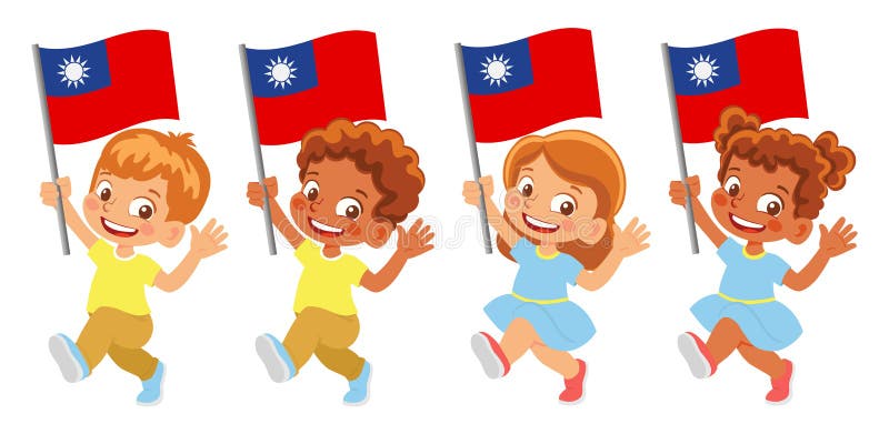 Taiwan flag in hand set royalty free illustration
