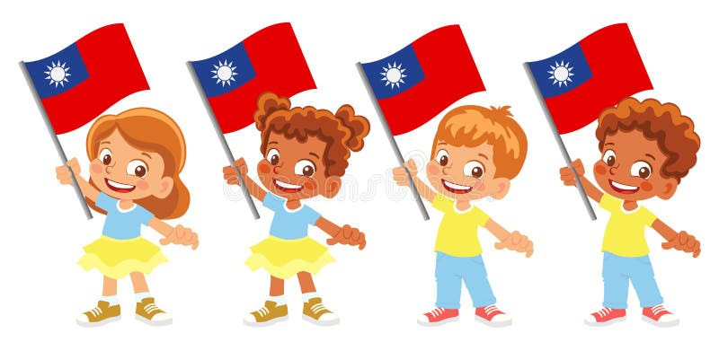Taiwan flag in hand set stock illustration