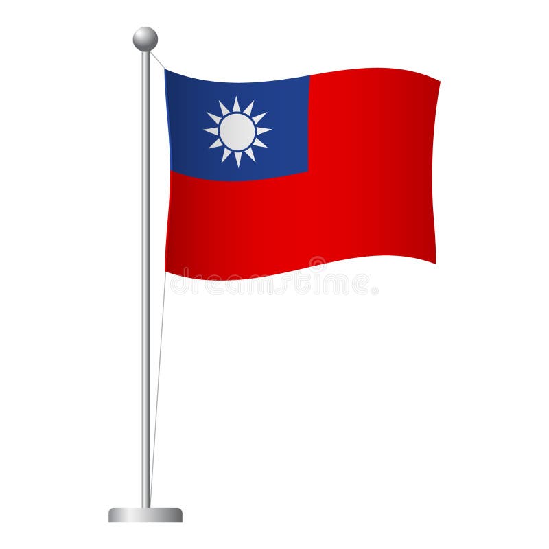 Taiwan flag on pole icon vector illustration