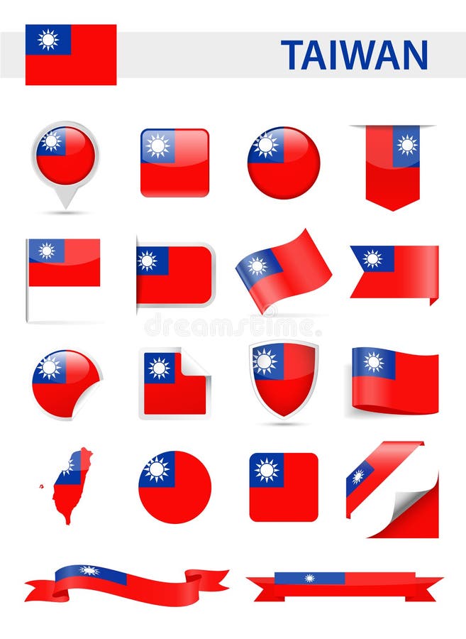 Taiwan Flag Vector Set royalty free illustration